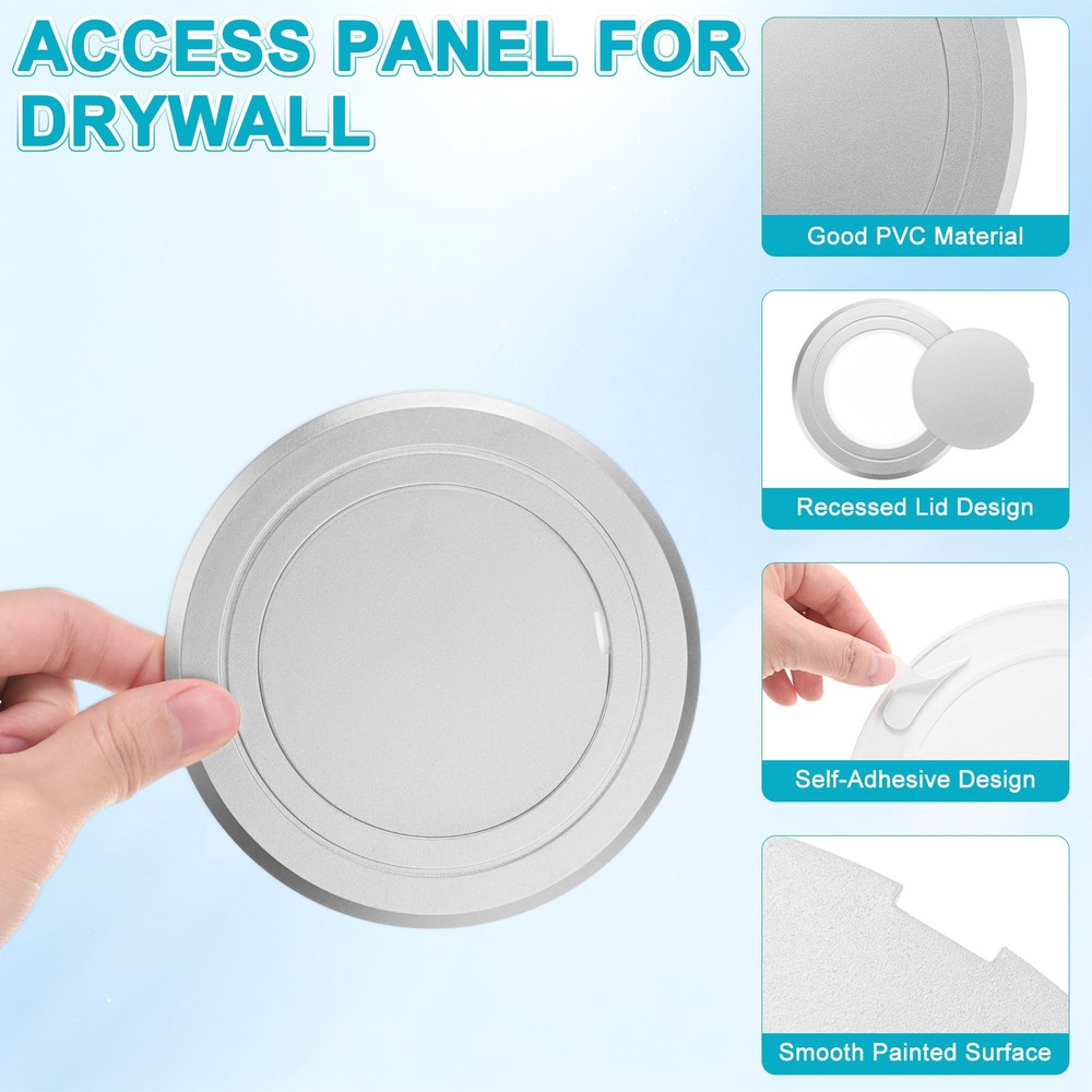 1-Pack Access Panel for Drywall, 3x3 Inch Round Plastic Removable [Silver Tone]