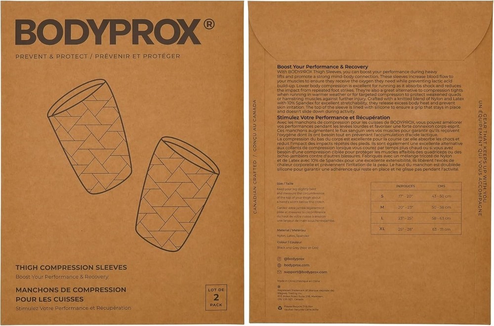 BODYPROX Thigh Compression Sleeve(1 Pair), Hamstring Compression Sleeve