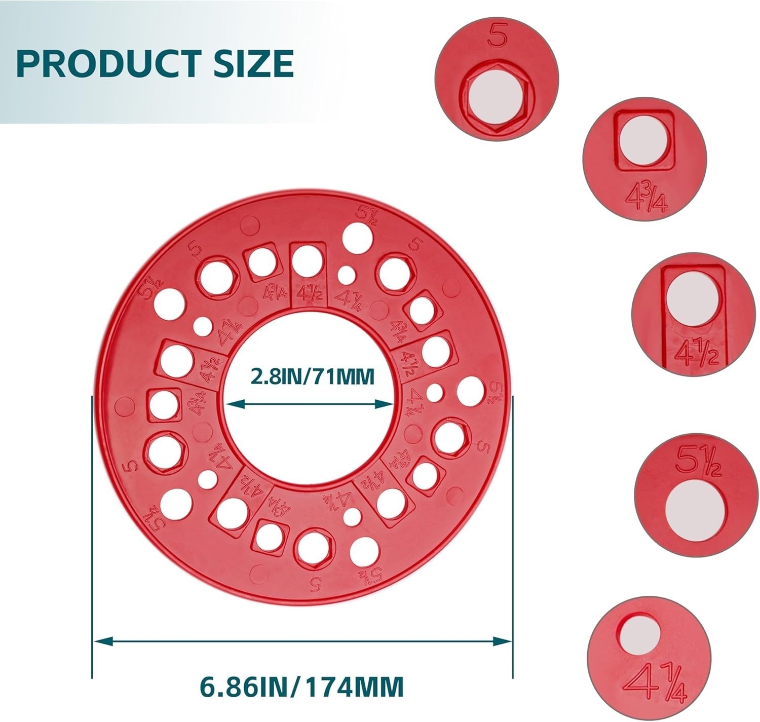 2 Pack Wheel Bolt Pattern Measuring Tool,5 Lug Template Gauge for 5/6/8 Hole ...