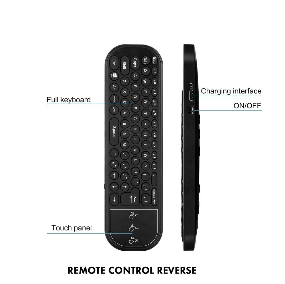 Rechargeable Mini Bluetooth Keyboard Voice Remote with Touchpad Backlit Black