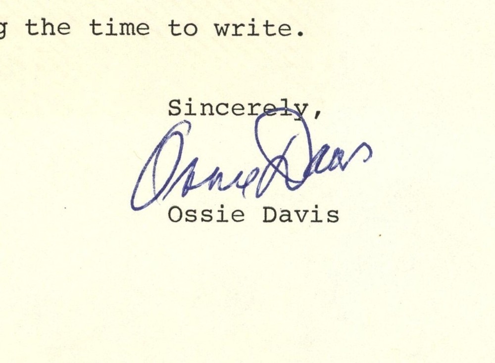 Ossie Davis Signed Letter