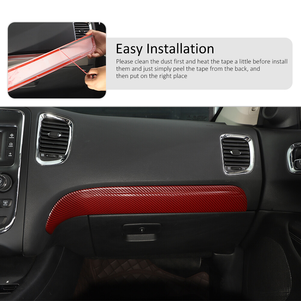 Red Carbon Fiber For Dodge Durango 2014-2020 Front Dash Panel Strips Cover Trim