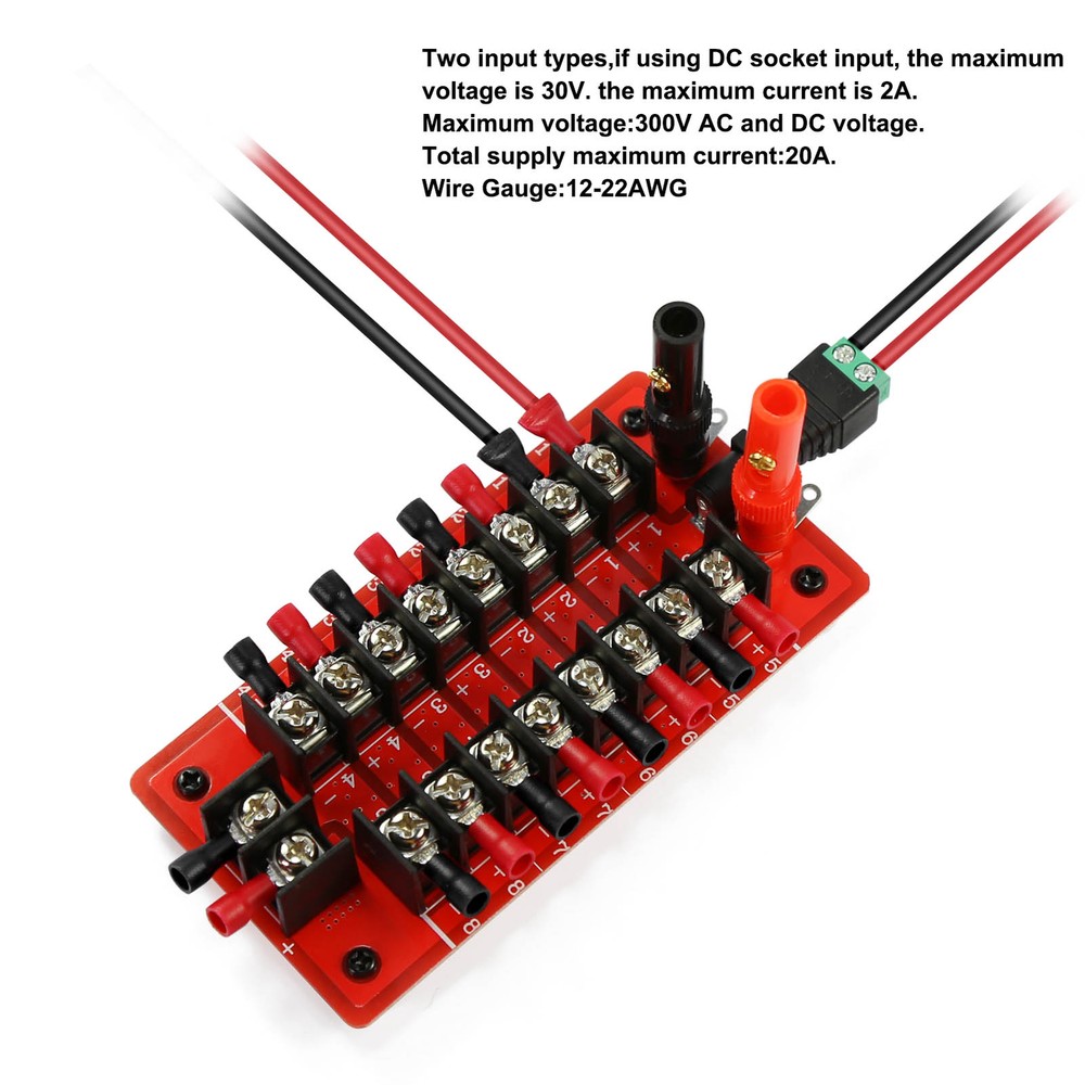 1 Unit Distribution Module 20A Power Distributor 3 Inputs 8 Pairs Outputs AC DC