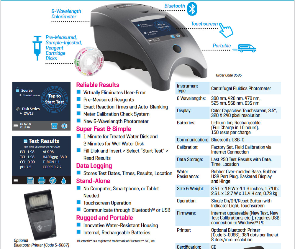 LaMotte WaterLink Spin Touch DW 3585 Lab In A Box