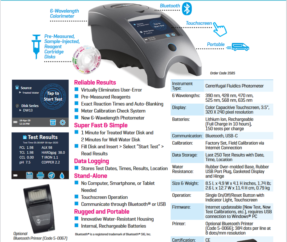 LaMotte WaterLink Spin Touch DW 3585 Lab In A Box