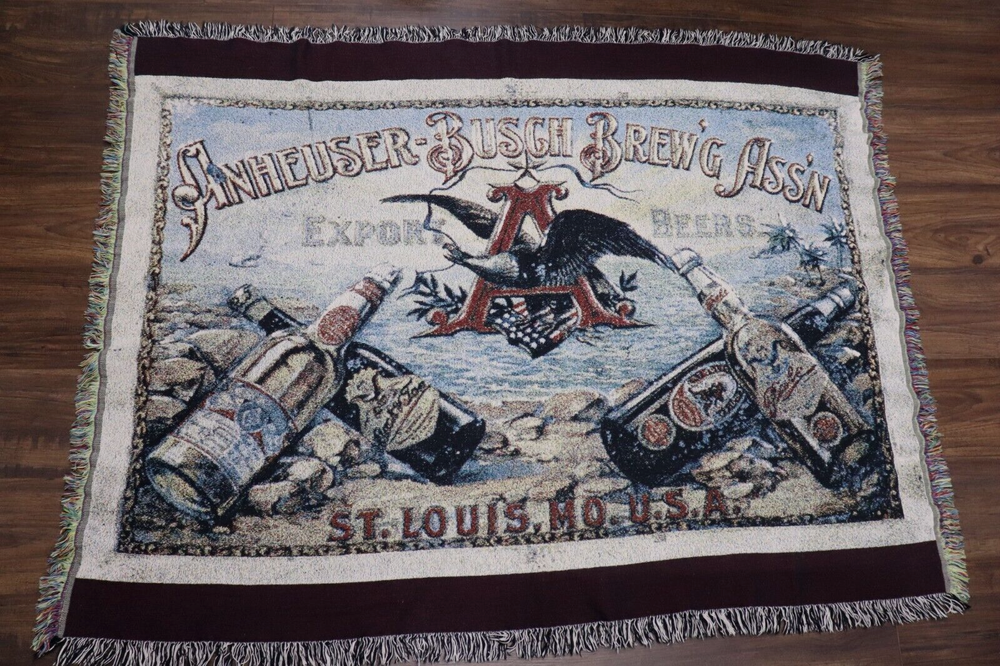Vintage Budweiser Anheuser-Busch Throw Blanket 51X66