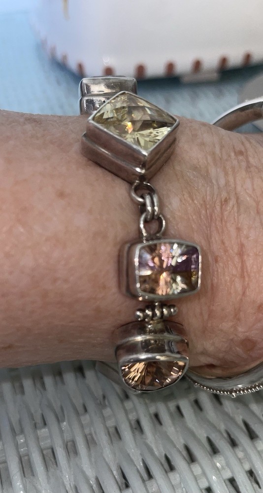 Sarda Multi Quartz Sterling Silver Toggle Bracelet 7.25"