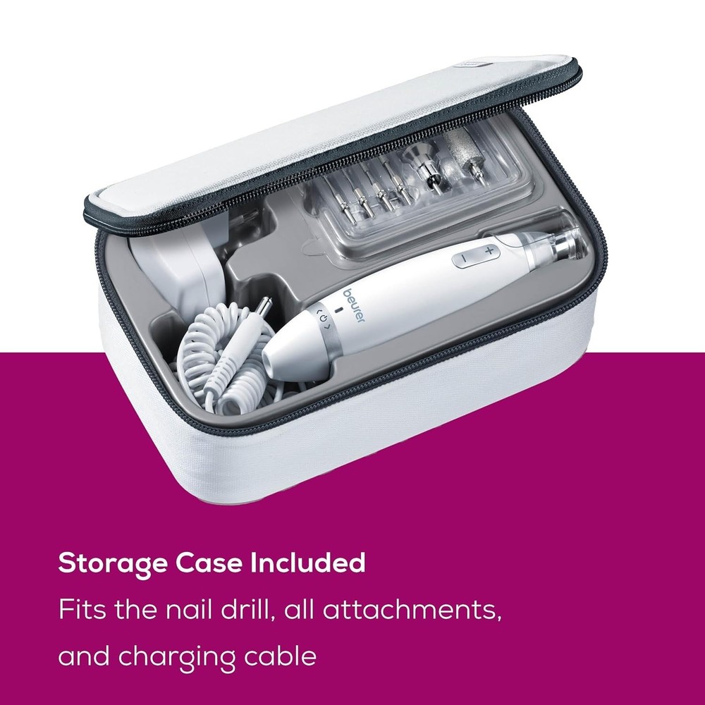 Professional Nail File Machine, LED Light, Storage Case