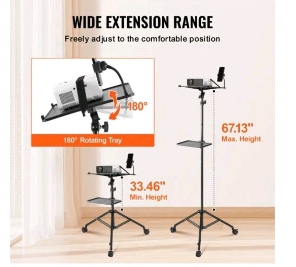 Projector Stand with Wheels, Laptop Stand Tripod Adjustable Height from...