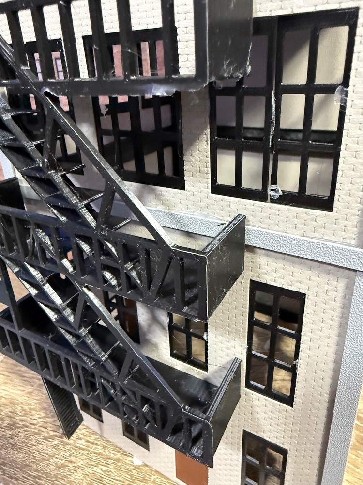 G Scale Fire Escape - 4 Stories Plus Drop Down Ladder - 2 Pre-assembled Pieces