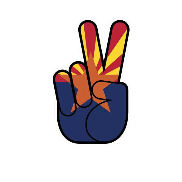 Arizona State Shaped Peace Sign Sticker Decal
