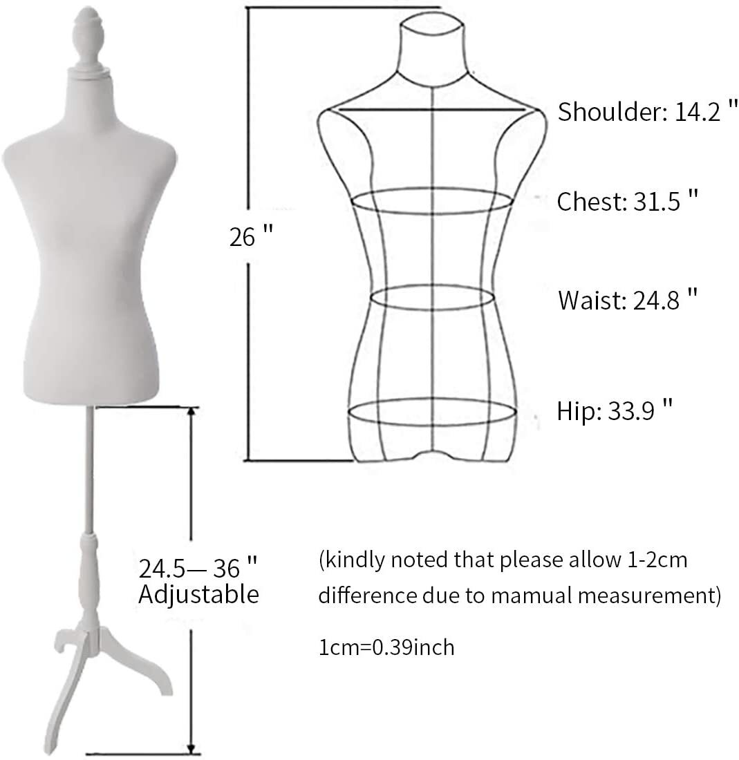 Female Mannequin Torso Dress Clothing Form Display Body Tripod Stand