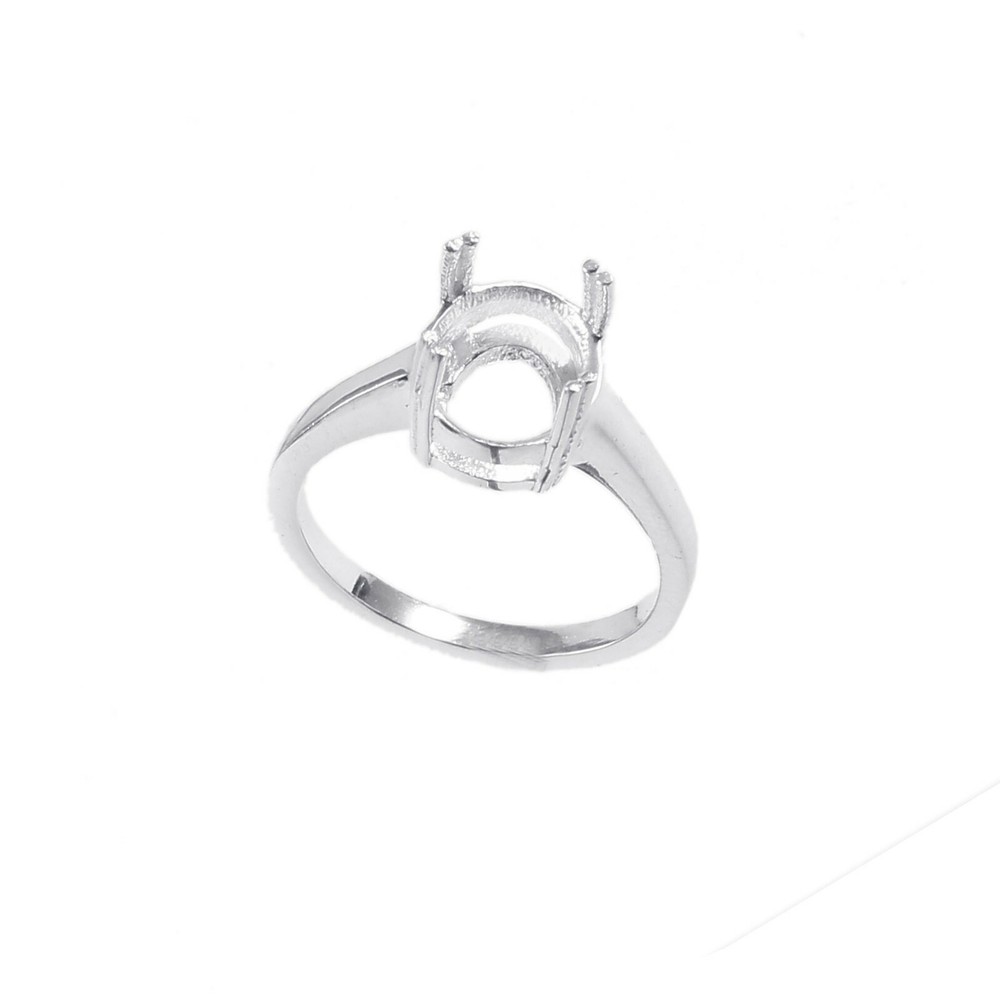 Silver 925 Non Tarnish Ring Oval 10X8 MM Semi Mount Ring Only Setting Ring