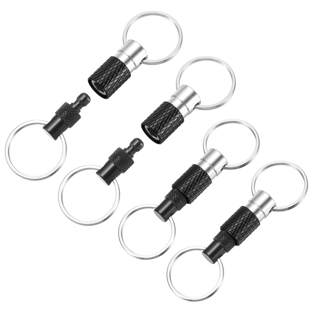 4 Pack Quick Release Keychain Pull Apart Detachable Swivel Keychain, Black