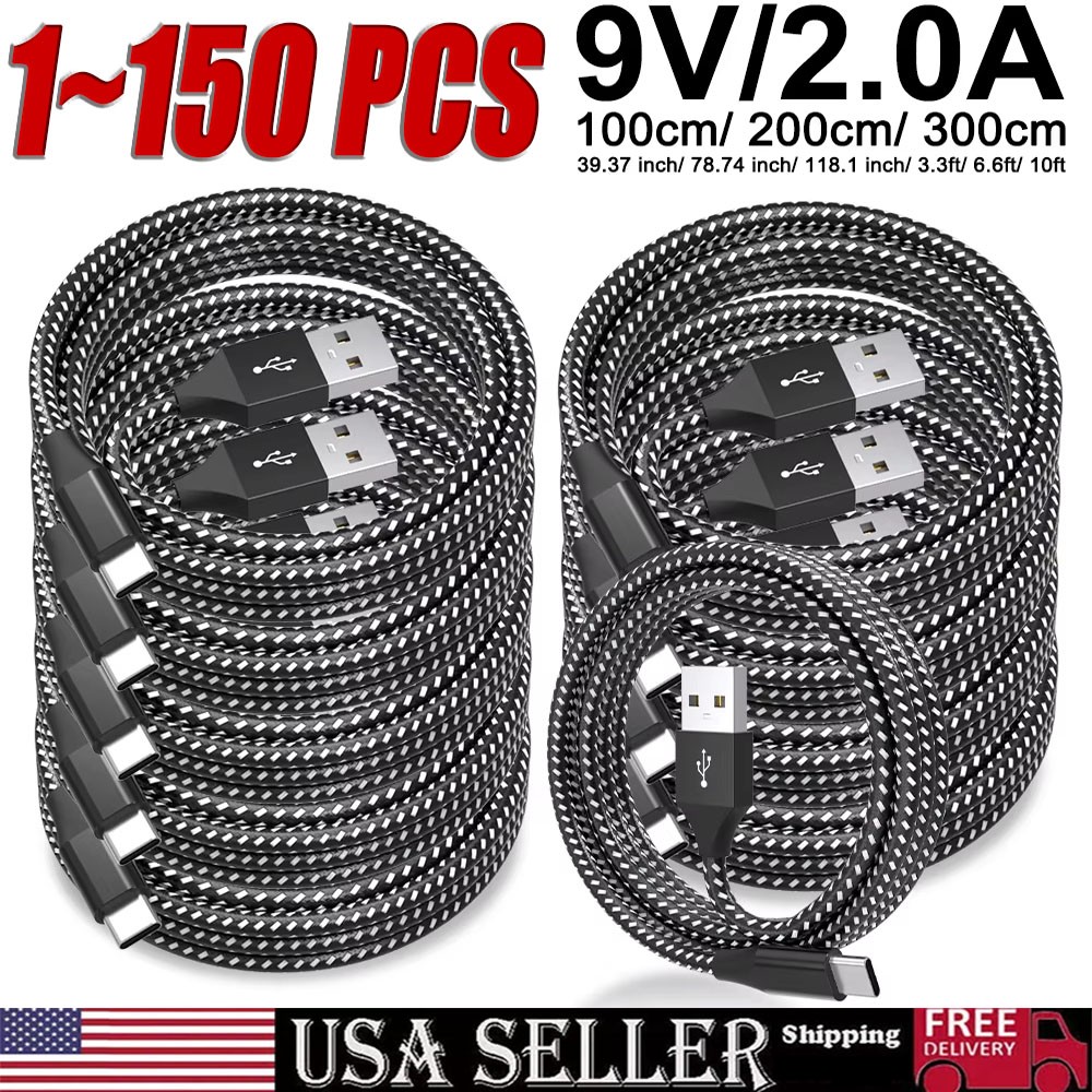 Lot USB-A to Type-C Fast Charging Data SYNC Charger Cable Cord 3/6FT LONG