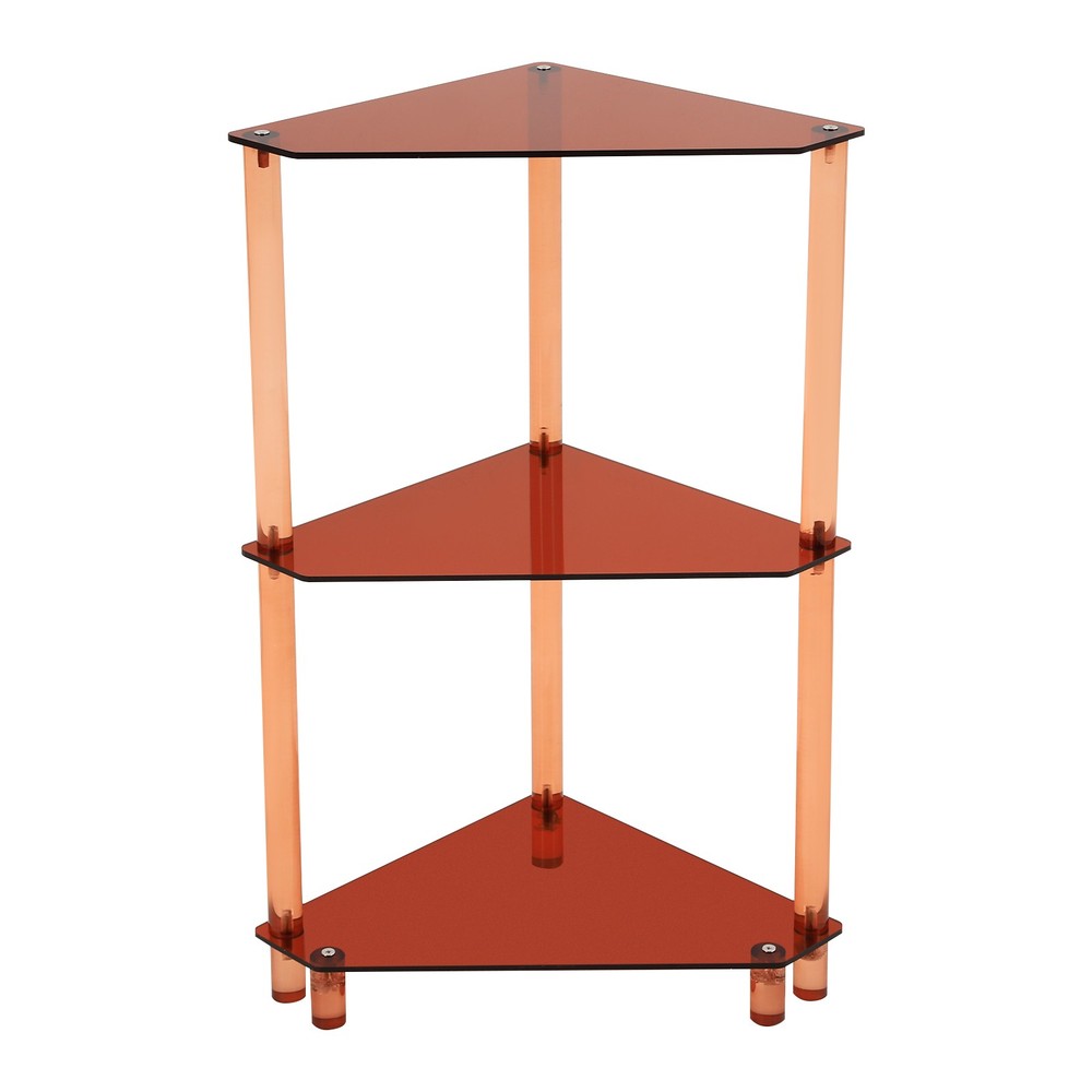 3 Tier Triangle End Table Acrylic Side Table Freestanding Side Table Brown