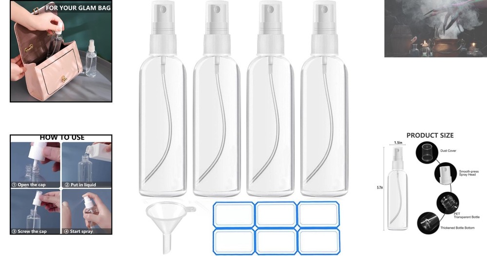 TSA Approved 4 Pack Refillable Travel Size Containers - Eco-Friendly & Practical