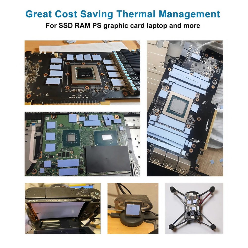 12 Pack Thermal Conductive Silicone Pads Soft Safe Apply SSD CPU GPU Blue