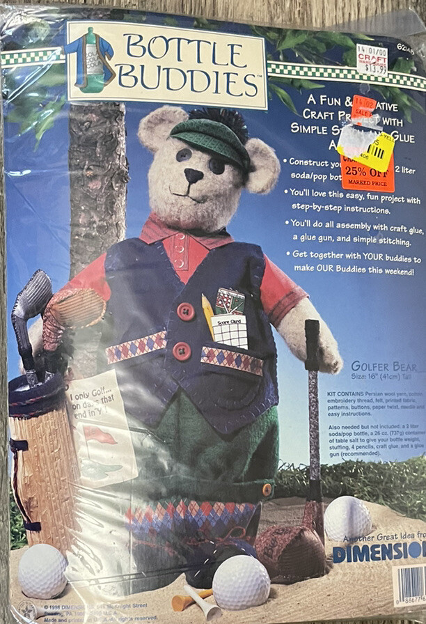 Dimensions Bottle Bubbies Golfer Bear Craft Project