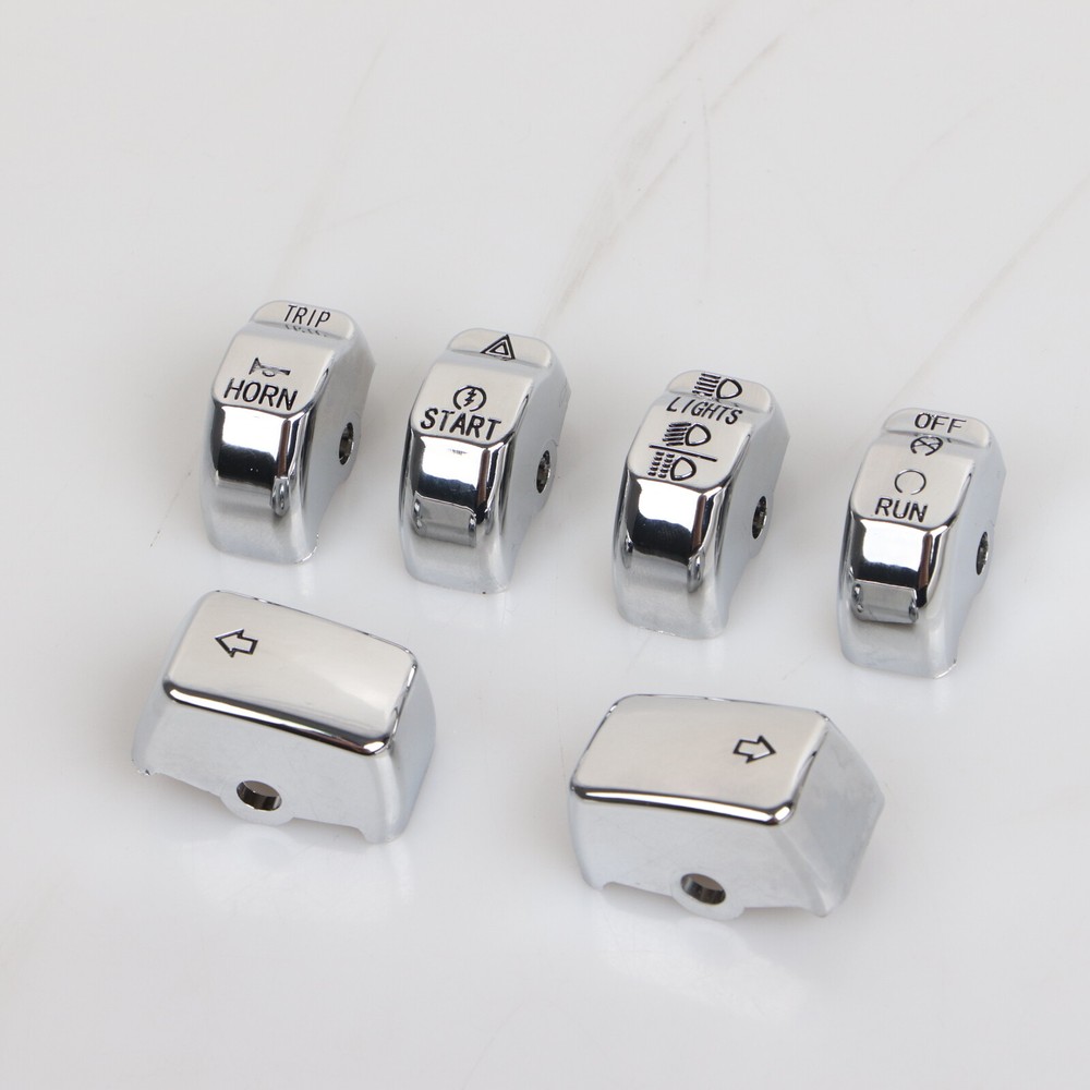 6X Chrome Hand Control Switch Housing Button Cap For Harley Dyna Fat Bob Softail