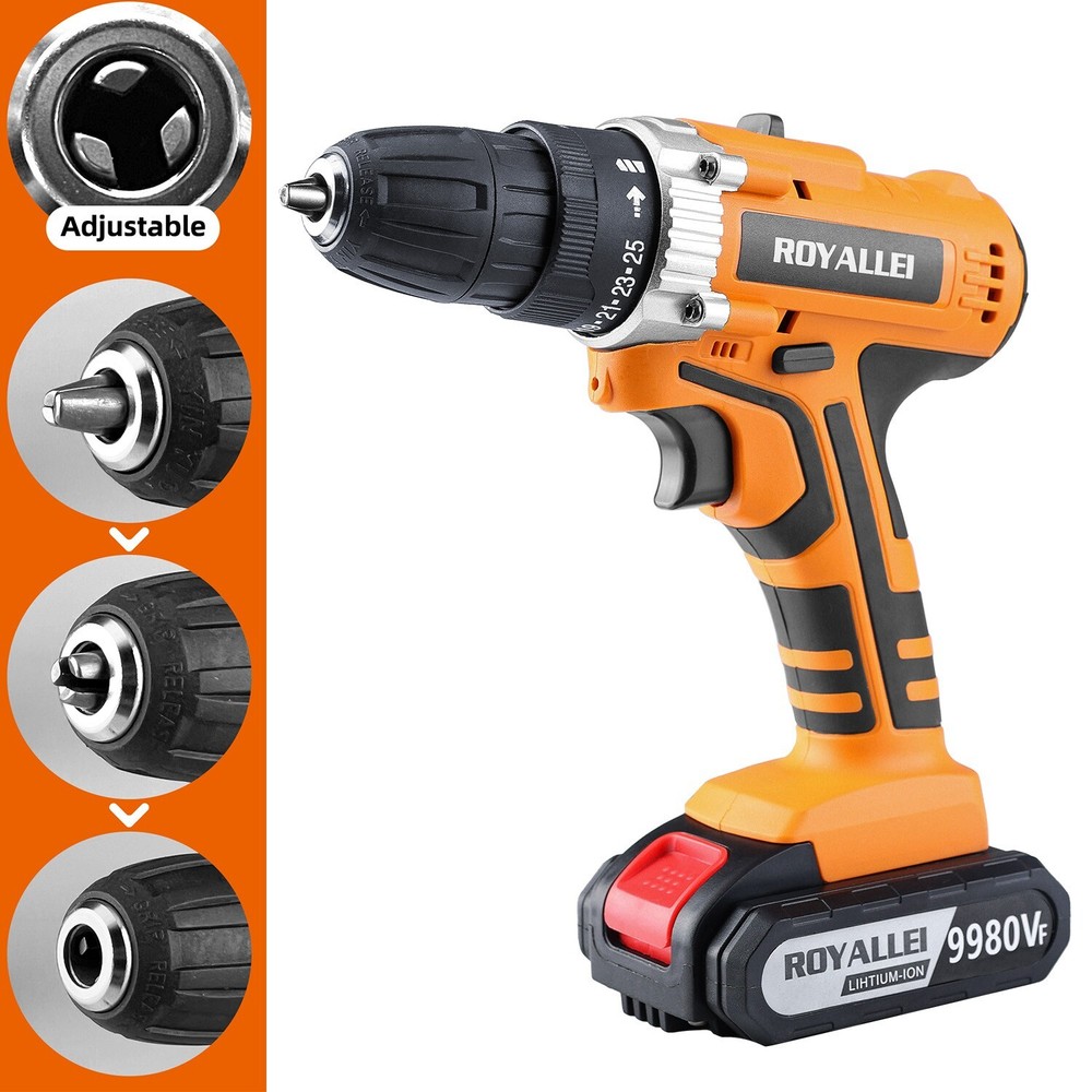 2 Speed Drill Driver Electric Lithium-Ion 1/2 inch Multi-function Cordless Tools