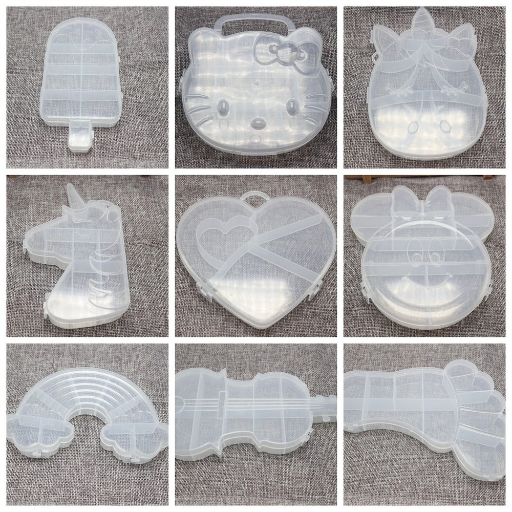 Clear Plastic Box Case compartments Bead Display Storage Container Various Shape