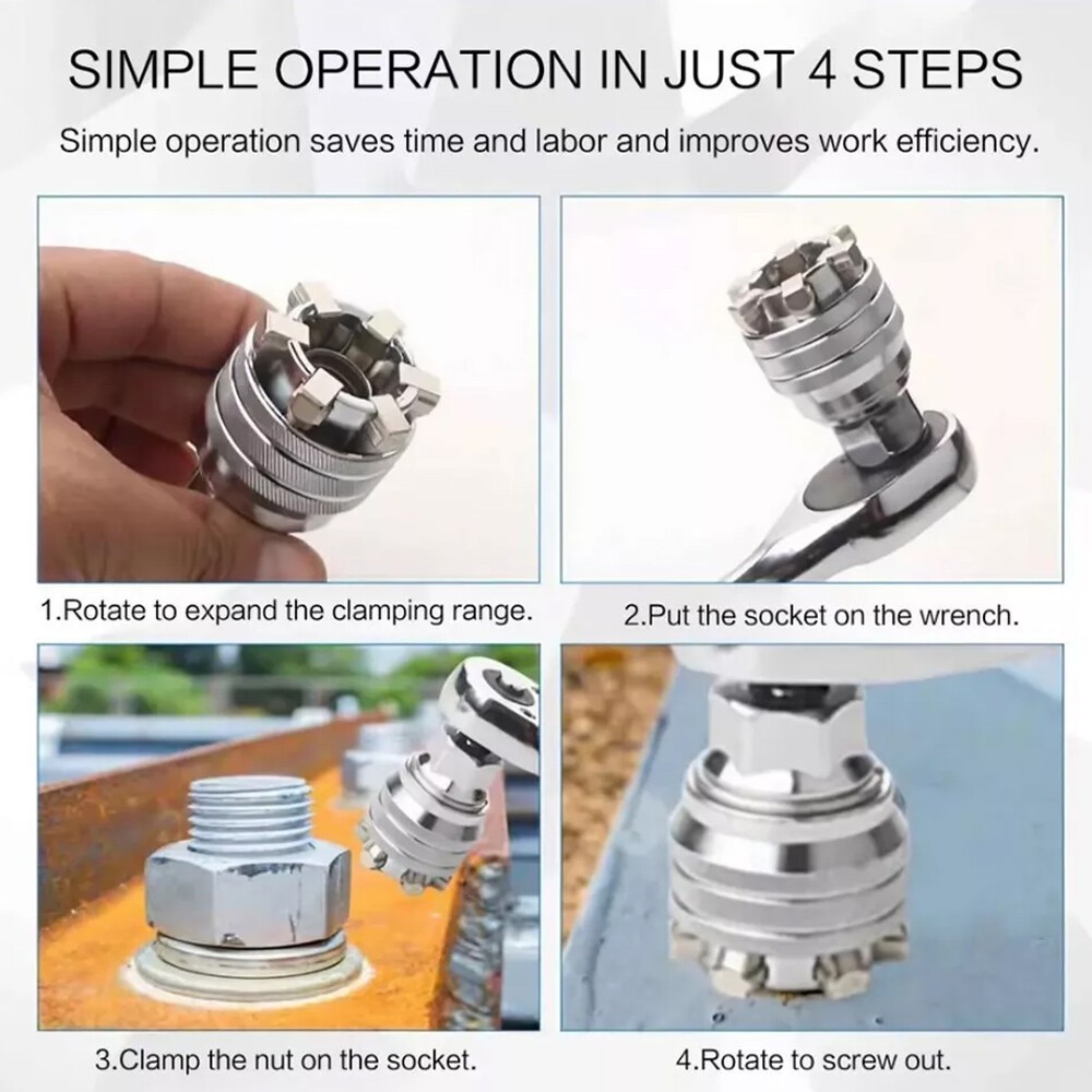 Universal Adapter Sleeve Adjustable Head Socket Spanner Torque Wrench Ratchet