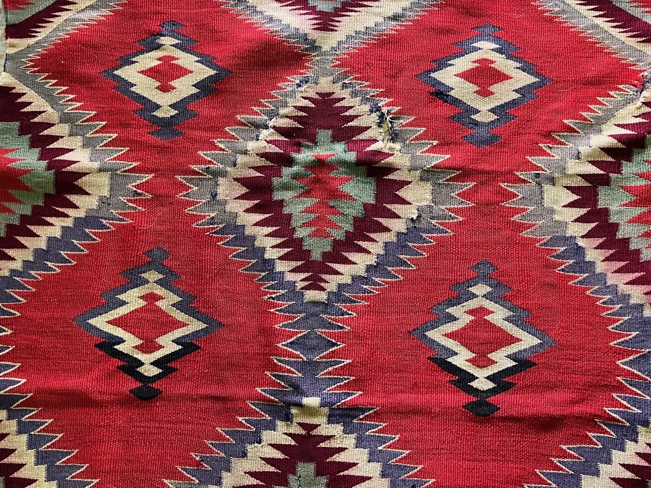 Beautiful Antique Navajo Germantown Panel Saddle Child's Blanket Rug 50" x 36.5