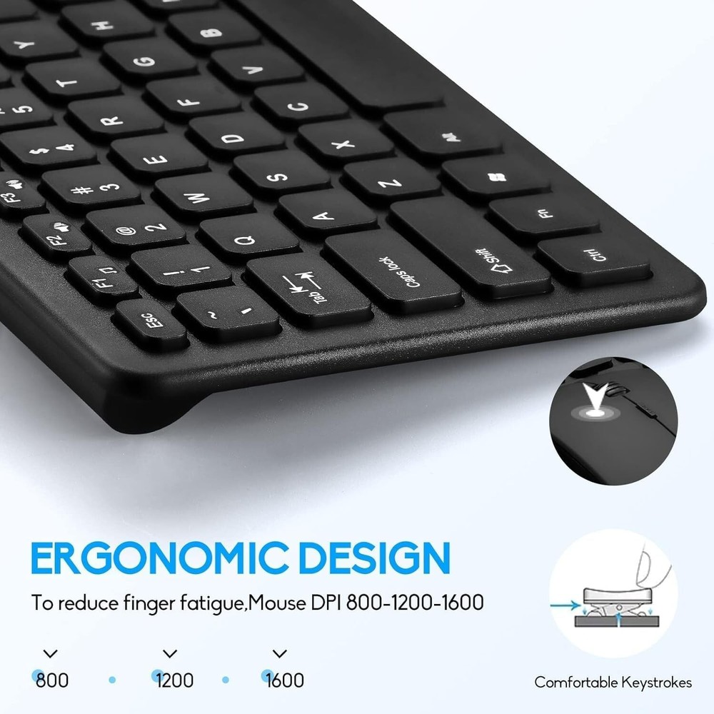 Combo Teclado y mouse Inalambricos para Windows, Android TV Box/Raspberry / PC