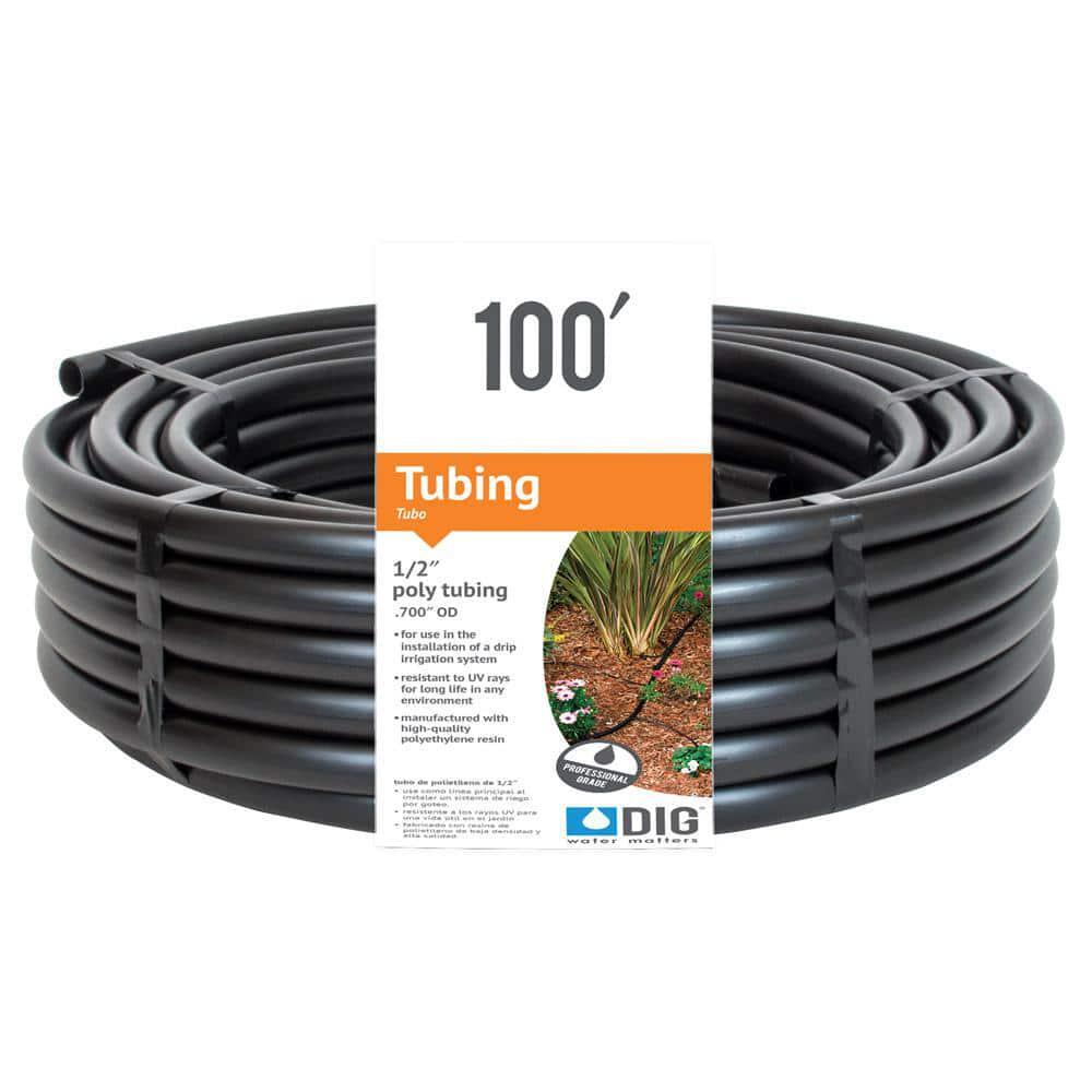 Drip Irrigation Tubing 1/2 inch x 100 ft. for Above or Below Ground Installation