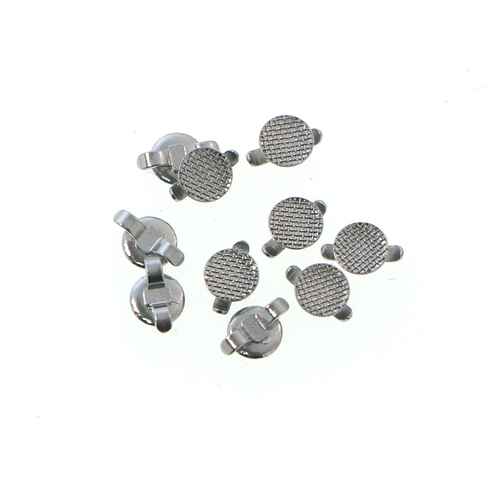 10 Packs Dental Bonding Lingual with Cleat Double Wing Button Round Mesh Base