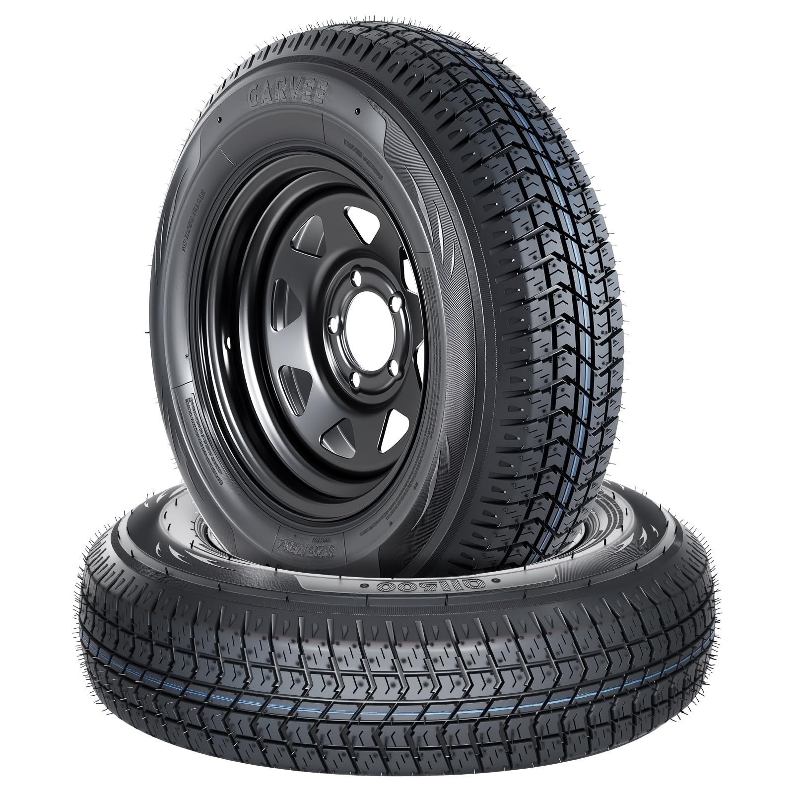 205/75D14 Trailer Tires with 14 Rims 5 Lug 4.5 Bolt Pattern Utility Boat Camper