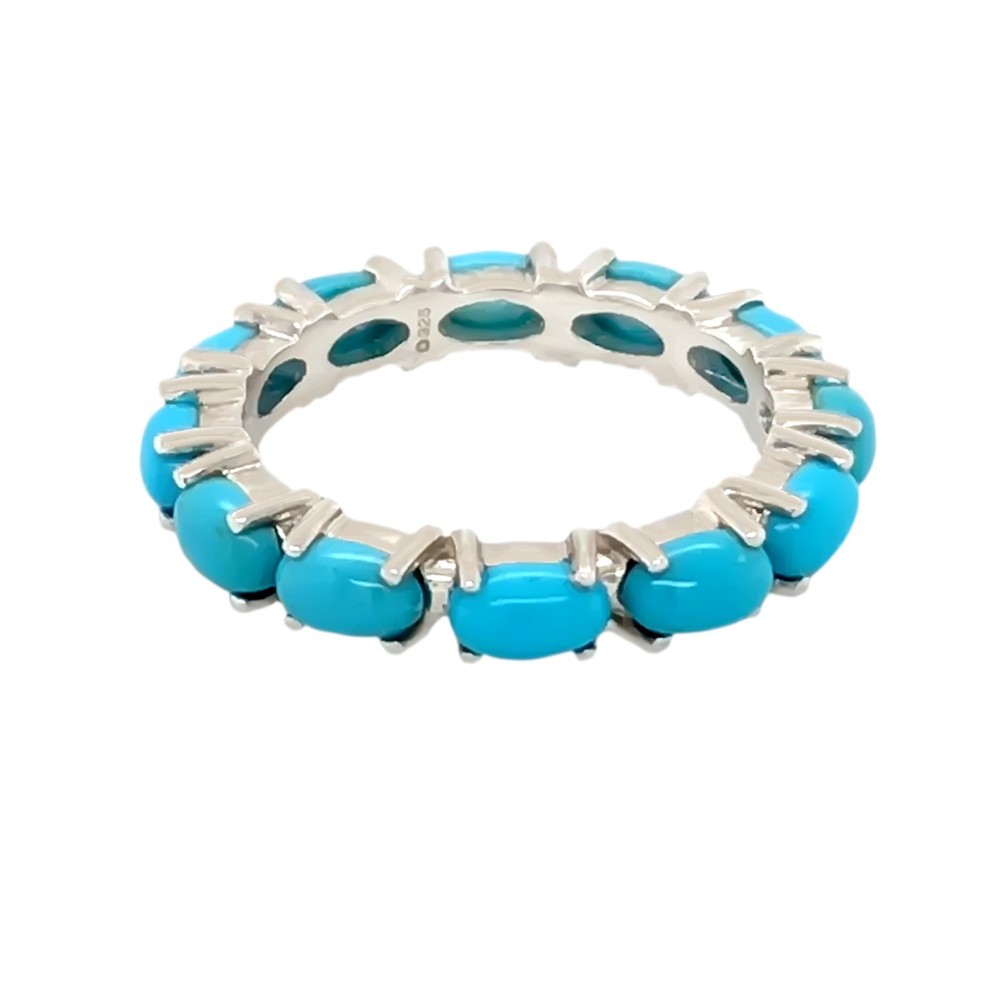 Sleeping Beauty Turquoise Ring 5x3mm Oval Sterling Silver 925 Band Stackable