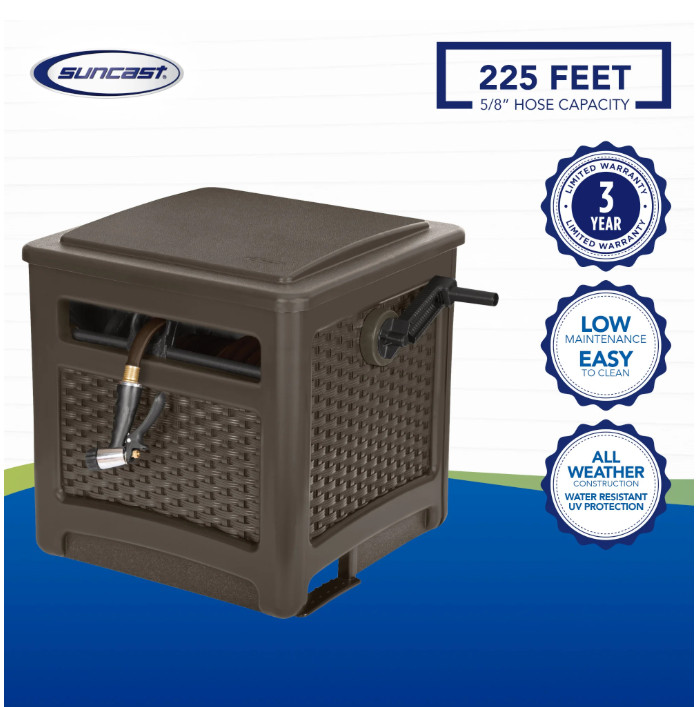 225 ft. Smart Trak Wicker Garden Hose Reel Guide and Hideaway, Java Brown