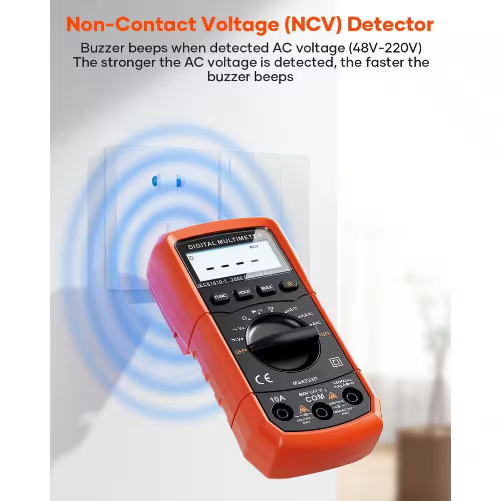 6000 Count Digital Multimeter with NCV, AC/DC Voltage, Current, Resistance, Capa