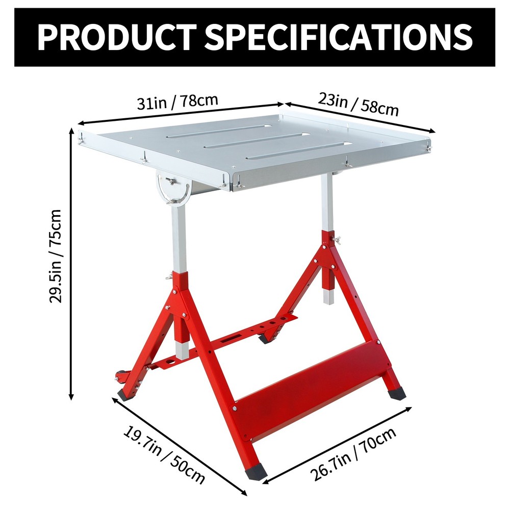 31''x23'' Welding Bench Table 400Lbs Load Capacity Adjustable Workbench Table