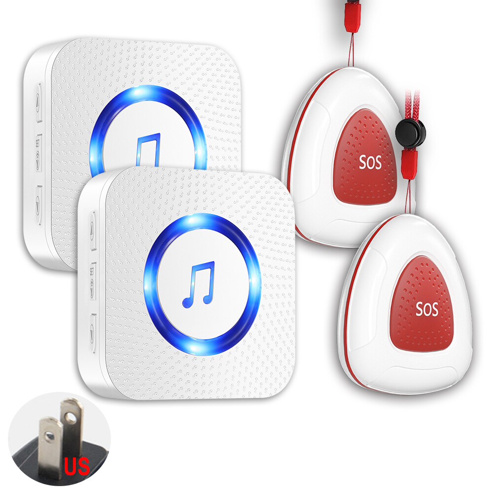 2 emergency help buttons, 2 LED flashing bell receivers, wireless nursing pager