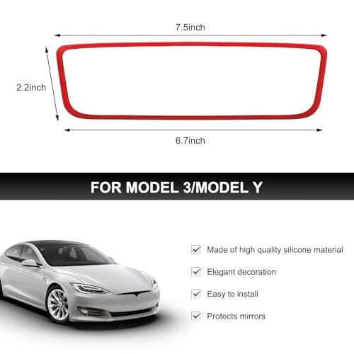 Car Rear View Mirror Protector Frame, Silicone Rearview Mirror Edge Red