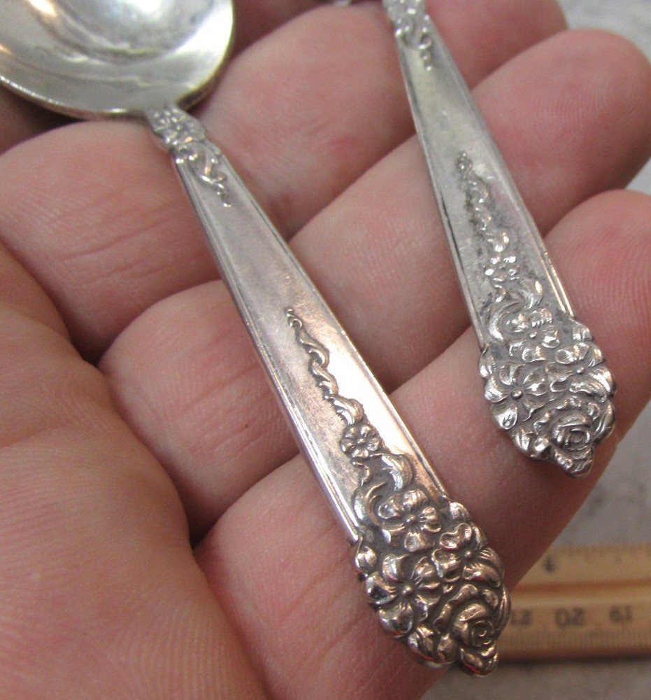 vintage King Edward silver plate youth child kid fork & spoon set, cute decor
