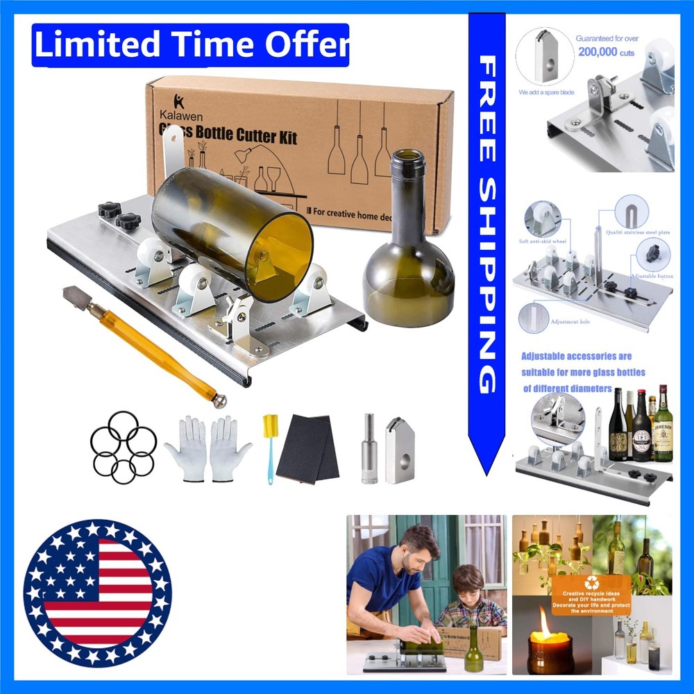 Complete DIY Glass Bottle Cutter Kit - Includes Tools & Tutorials for Beginners
