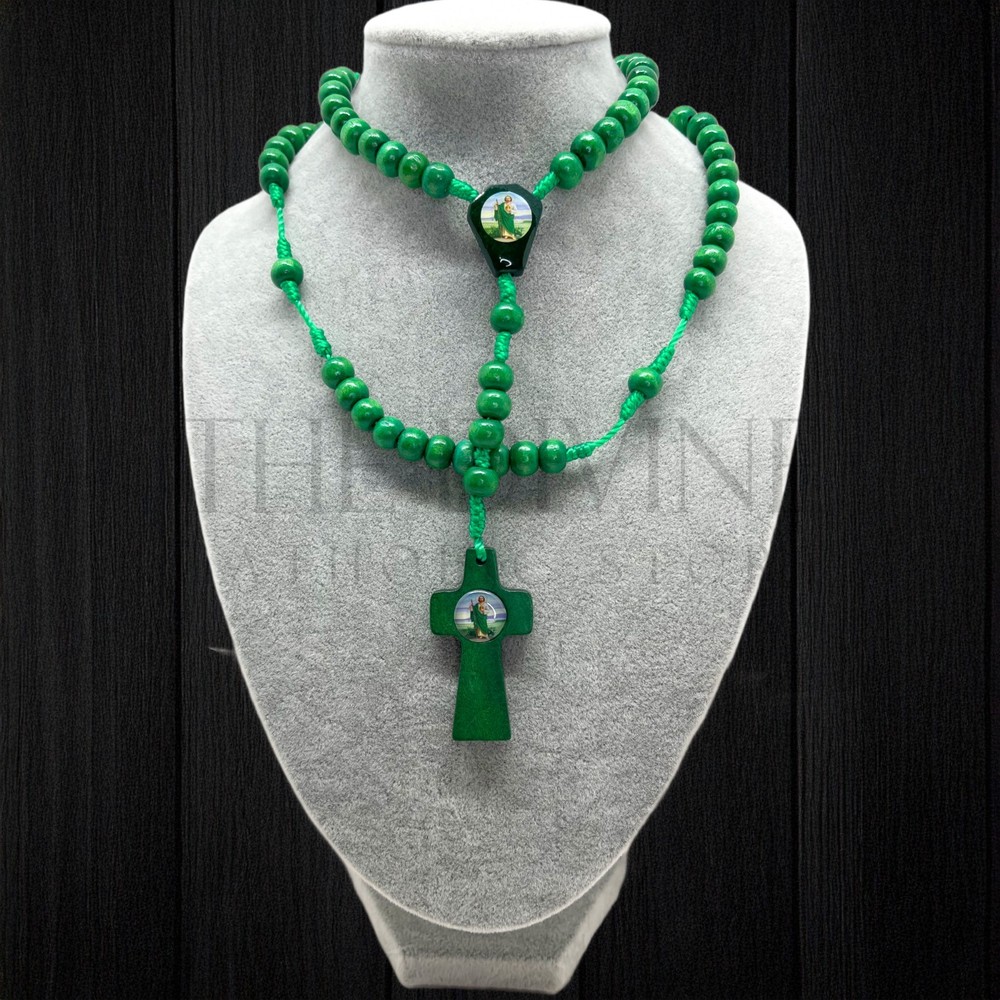 Green St. Jude Wooden Rosary