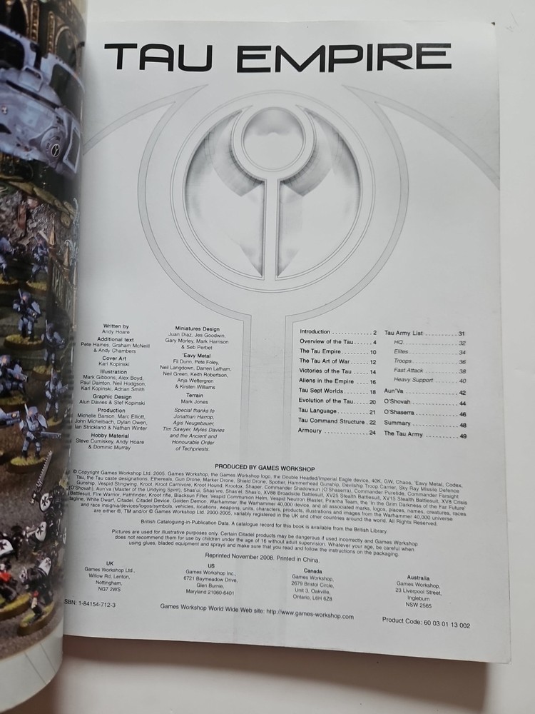 Warhammer 40K Codex Tau book 2005 4th Edition Games Workshop 40K