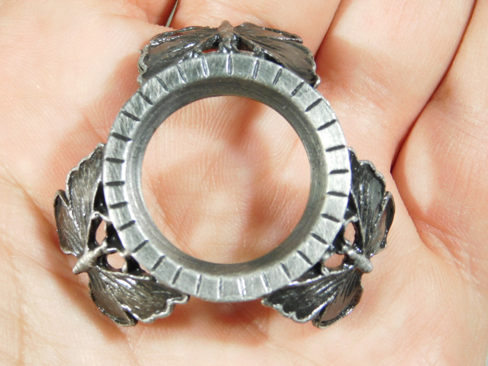 Sphere Display Stand Butterfly Design Small Size Pewter Color