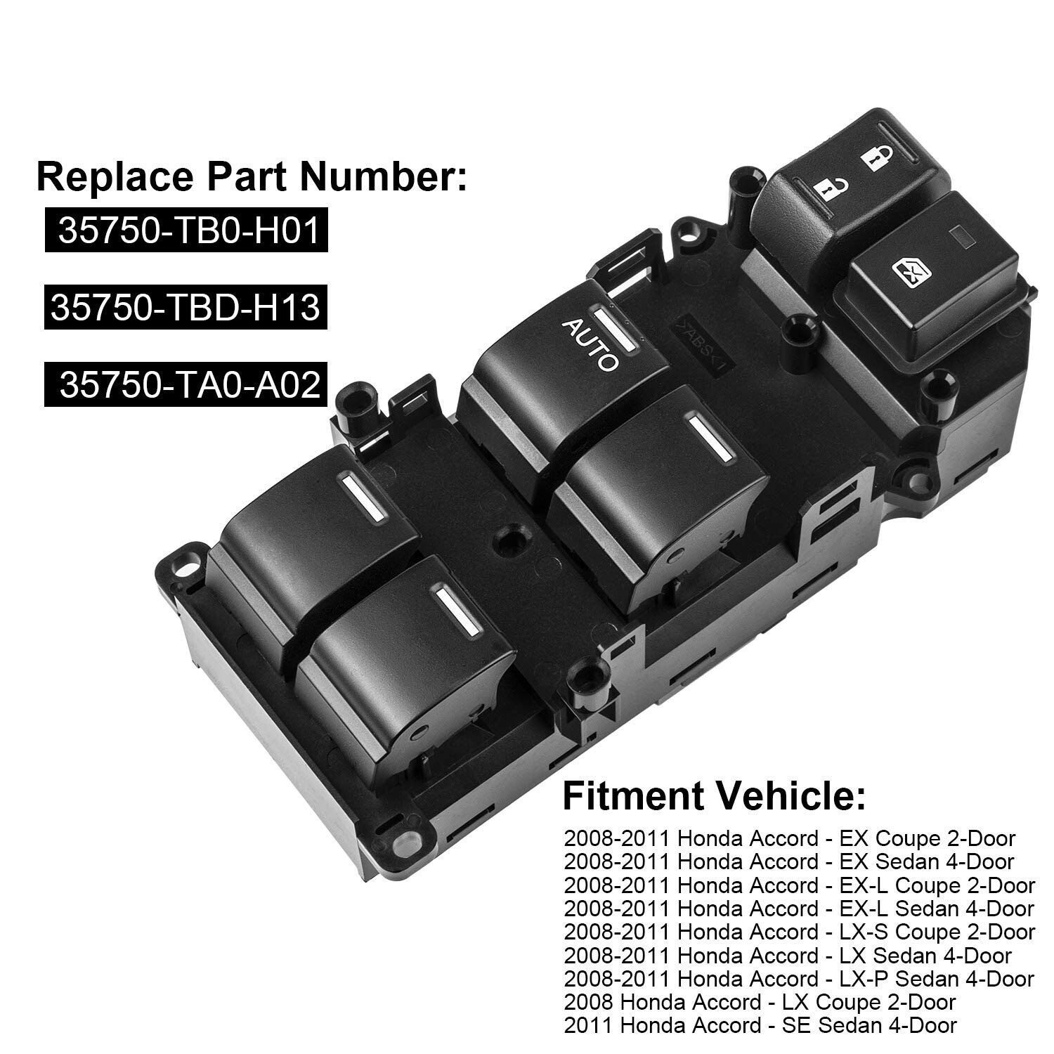 Driver Side Power Master Window Door Control Switch For 2008-2012 Honda Accord