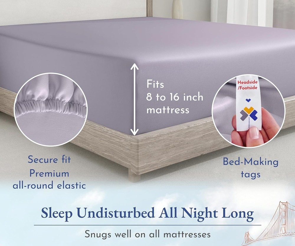 Durable Full 400 Thread Count Fitted Sheet – No Pop-Off Elastic, Soft Comfort