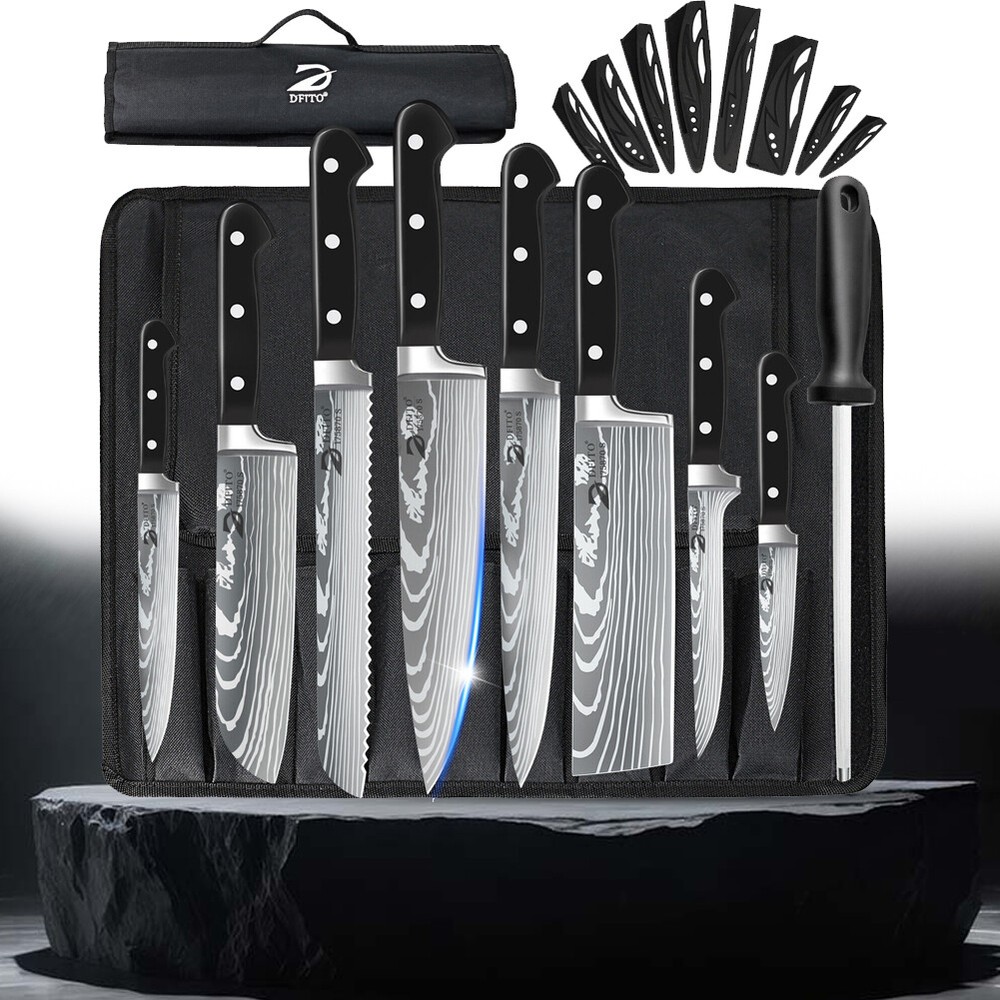 Professional Chef Knife Set 8PCS Kitchen Knife Set with Bag with Knife Sharpener