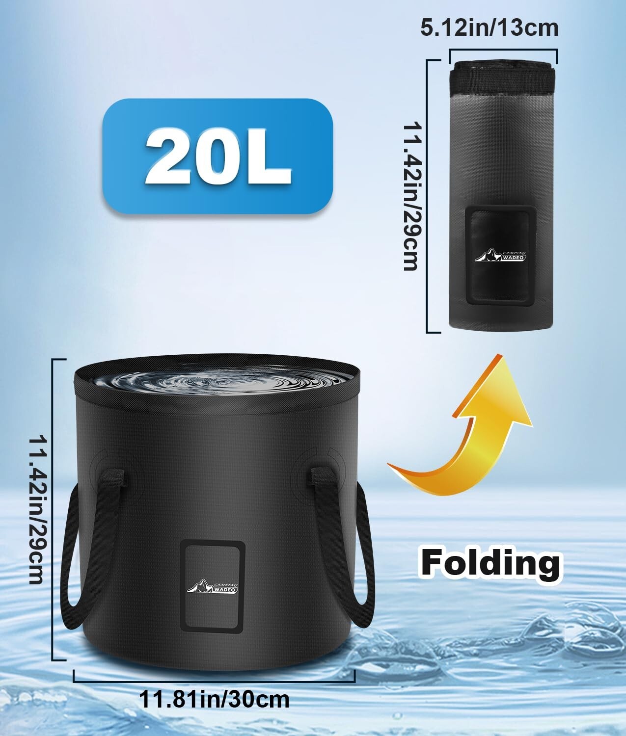 Portable Camping Shower with Shower Head & 5 Gallons Foldable Bucket 6000mAh