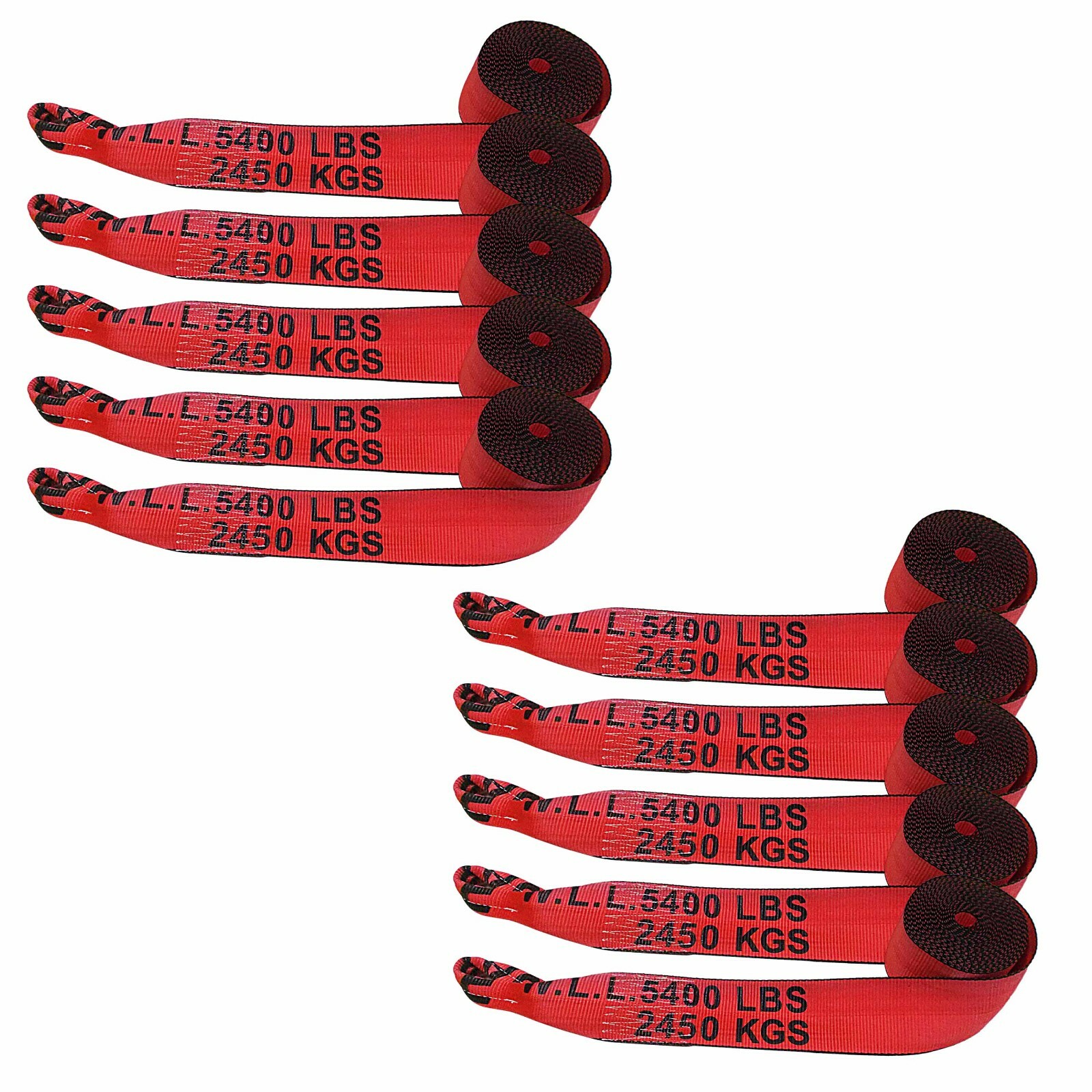 USA 10 Pack Heavy Duty 4” x 30’ Twisted Sewn Loop Winch Strap for Flatbed Truck