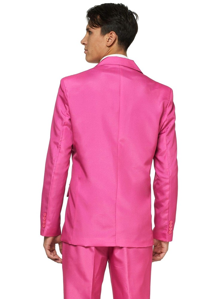 Offstream Men's Suit Solid Color -3 Piece Regular Fit with Small, Pink