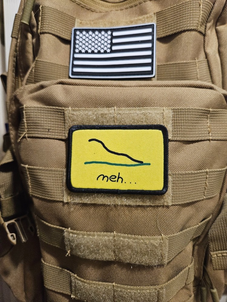 Meh badly drawn Gadsden flag meme 2"x3" hook & loop patch